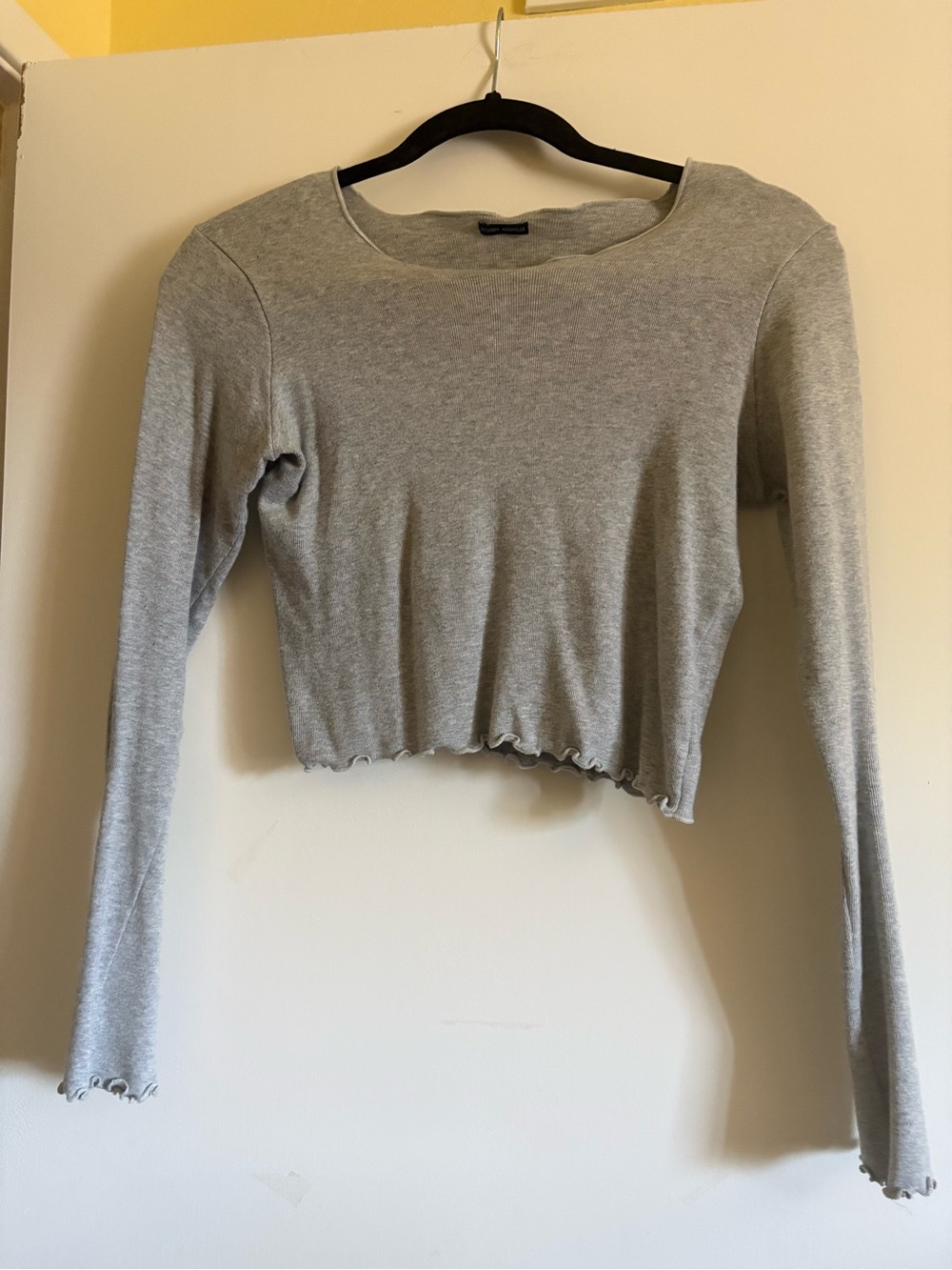 Brandy Melville Wynn Gray Long Sleeve Crop Top - Picture 2 of 4